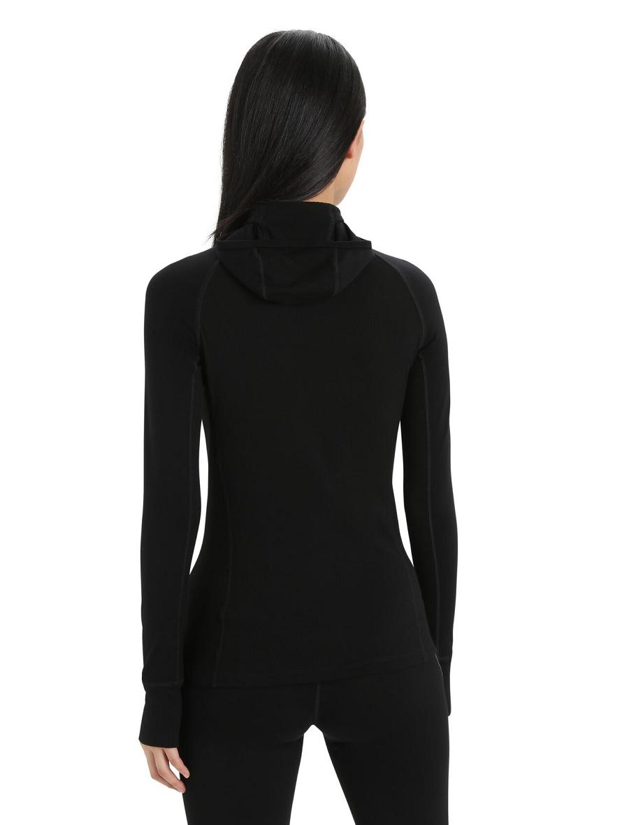 Une pièce Icebreaker ZoneKnit™ Merino Insulated Long Sleeve Hoodie Femme Noir | FR 1802TCEV